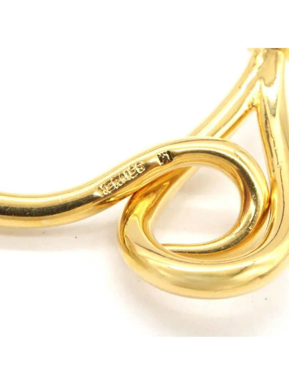 Hermes Jumbo Bra Gold Leather Bracelet